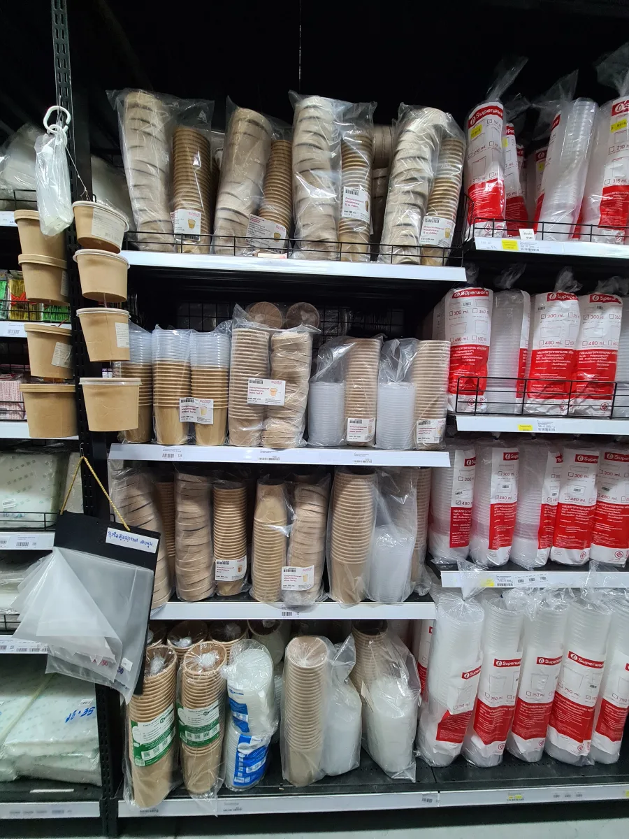 Kraft paper boxes, trays, cups, and bowls in several sizes